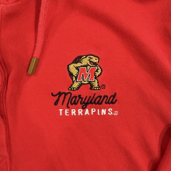 Champion Maryland Terrapins Hoodie L Pullover College Logo Red Fleece Womens - Picture 3 of 8